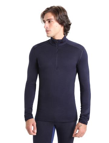 Men's Icebreaker Merino 260 Tech Long Sleeve Half Zip Thermal Top Base Layers Midnight Navy | CA 1562FDNM